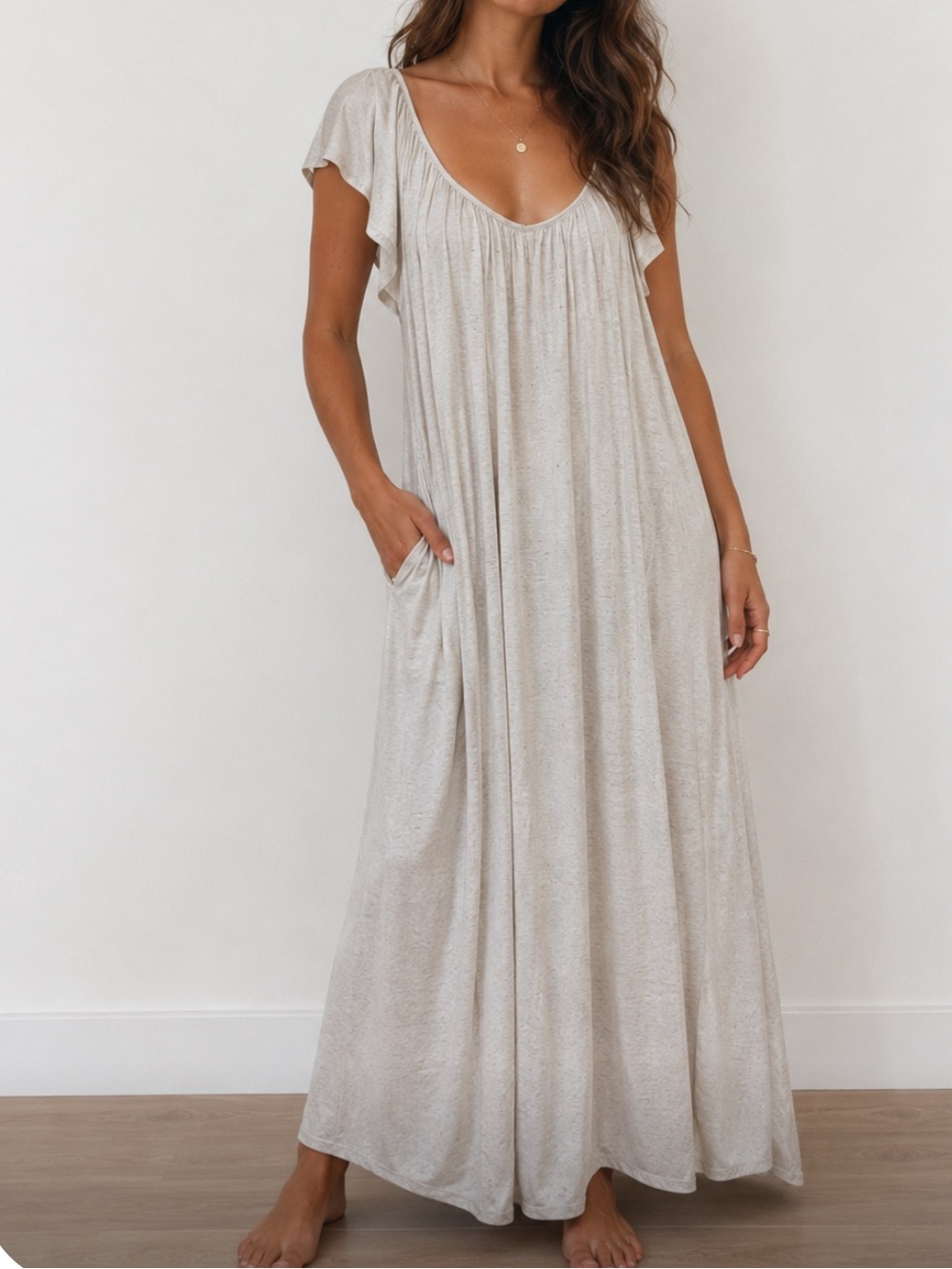 Free People Beach Cream Knit Linen Oversized Jumpsuit Size Medium Boho Whimsical
